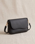 Soft Curve Flap Crossbody Bag-Black