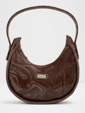 Luxe Crescent Shoulder Bag- BROWN