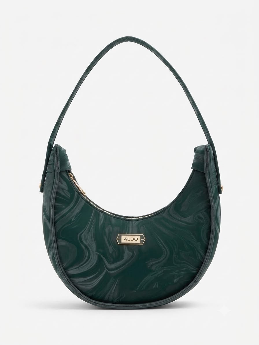 Luxe Crescent Shoulder Bag-GREEN
