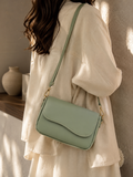 Soft Curve Flap Crossbody Bag-GREEN