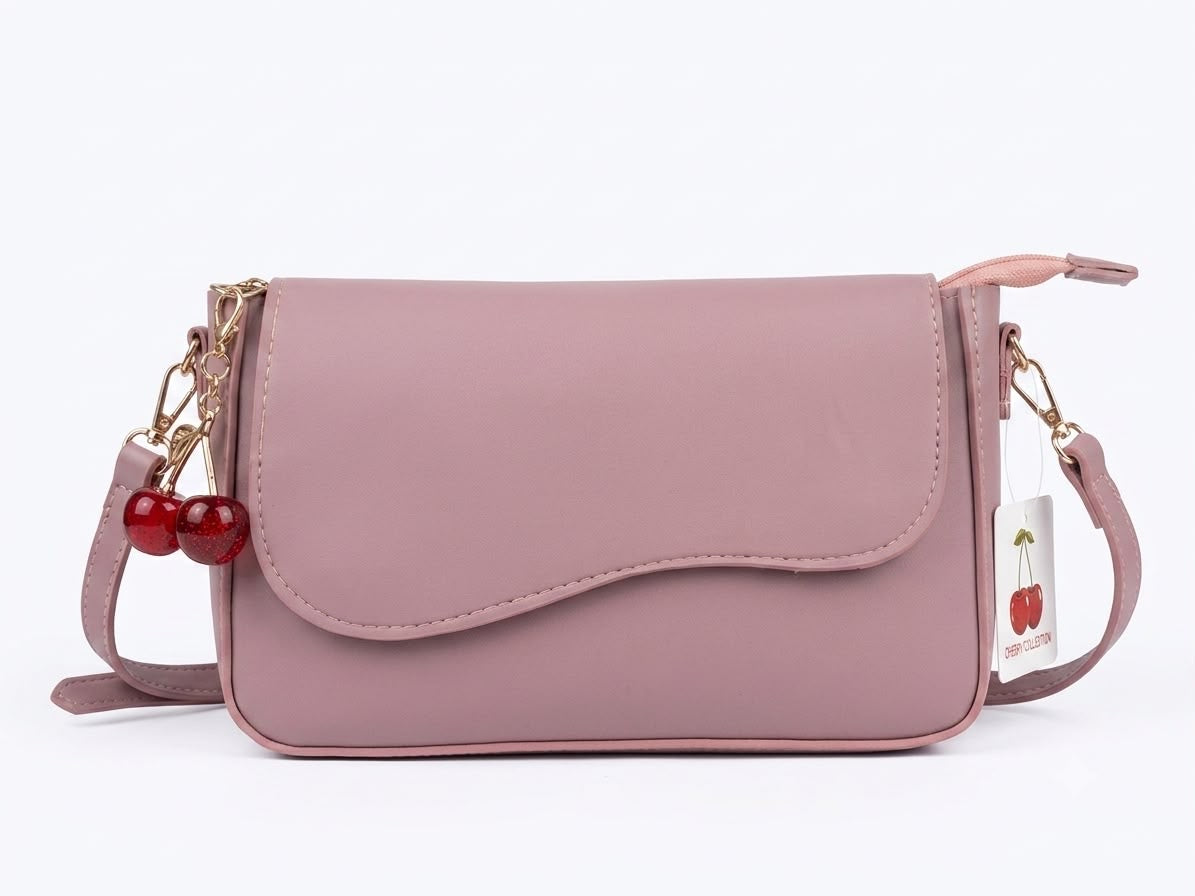 Soft Curve Flap Crossbody Bag-PINK