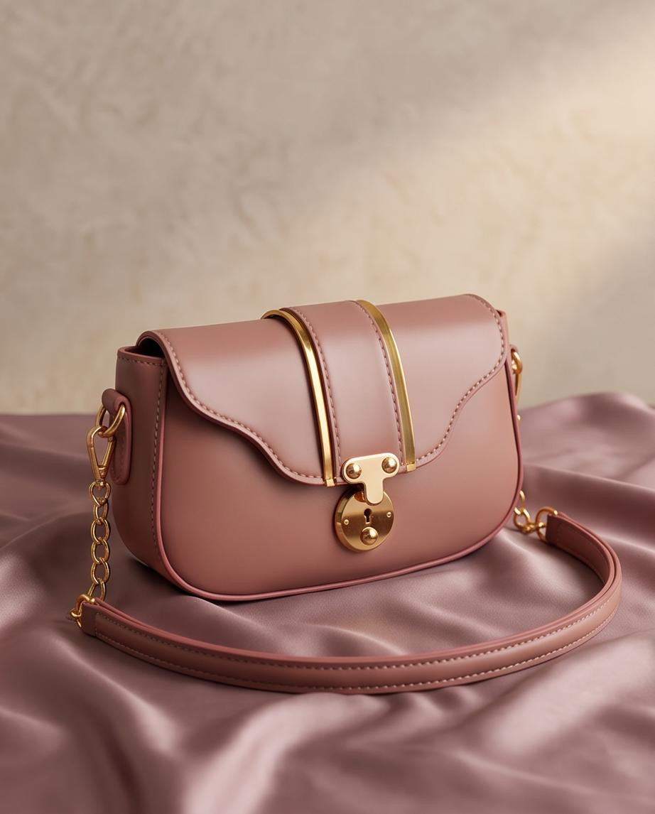 Aria Lock Crossbody Bag – Dusty Rose