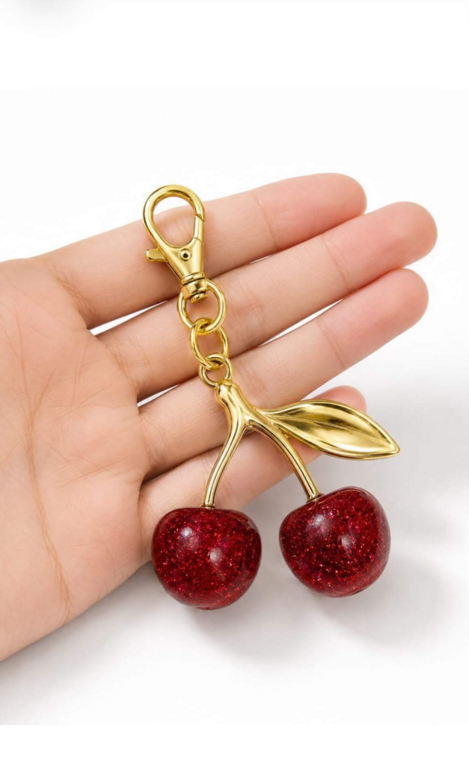 Cherry Charm Keychain – Glitter Red Double Cherry Bag Charm