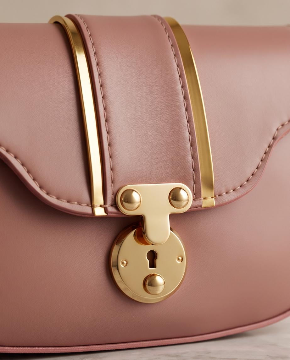 Aria Lock Crossbody Bag – Dusty Rose