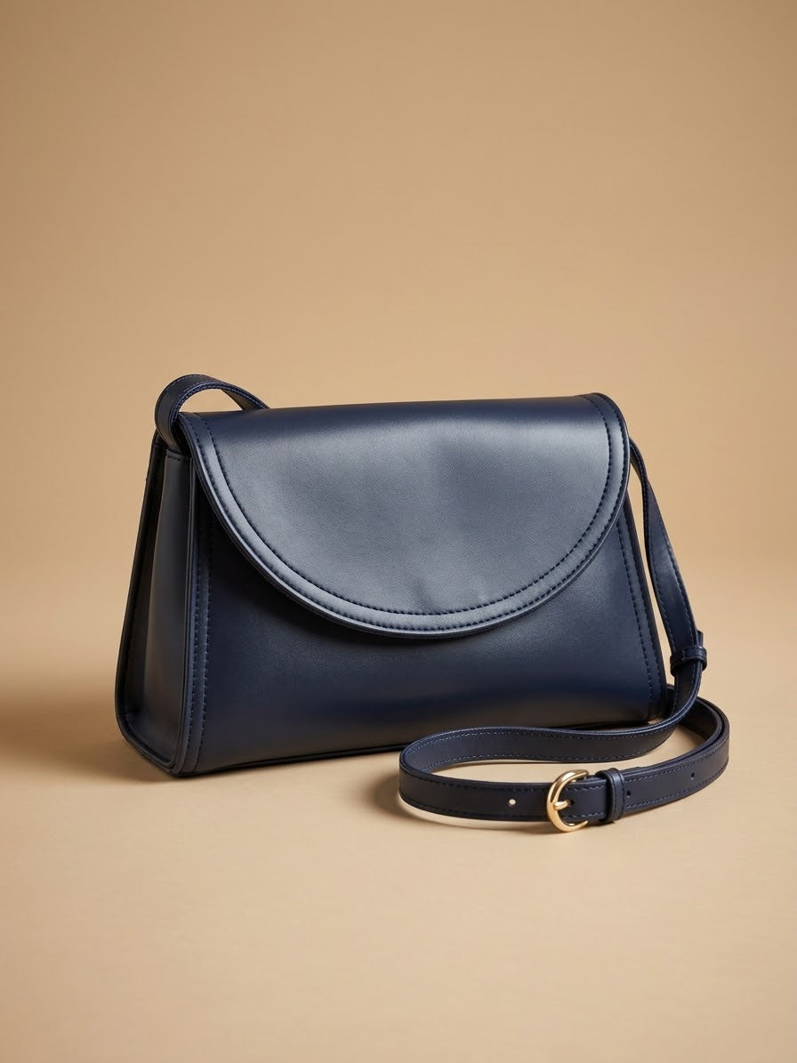 Minimal Noir Flap Crossbody Bag