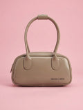 Minimalist Oval Shoulder Bag-Taupe