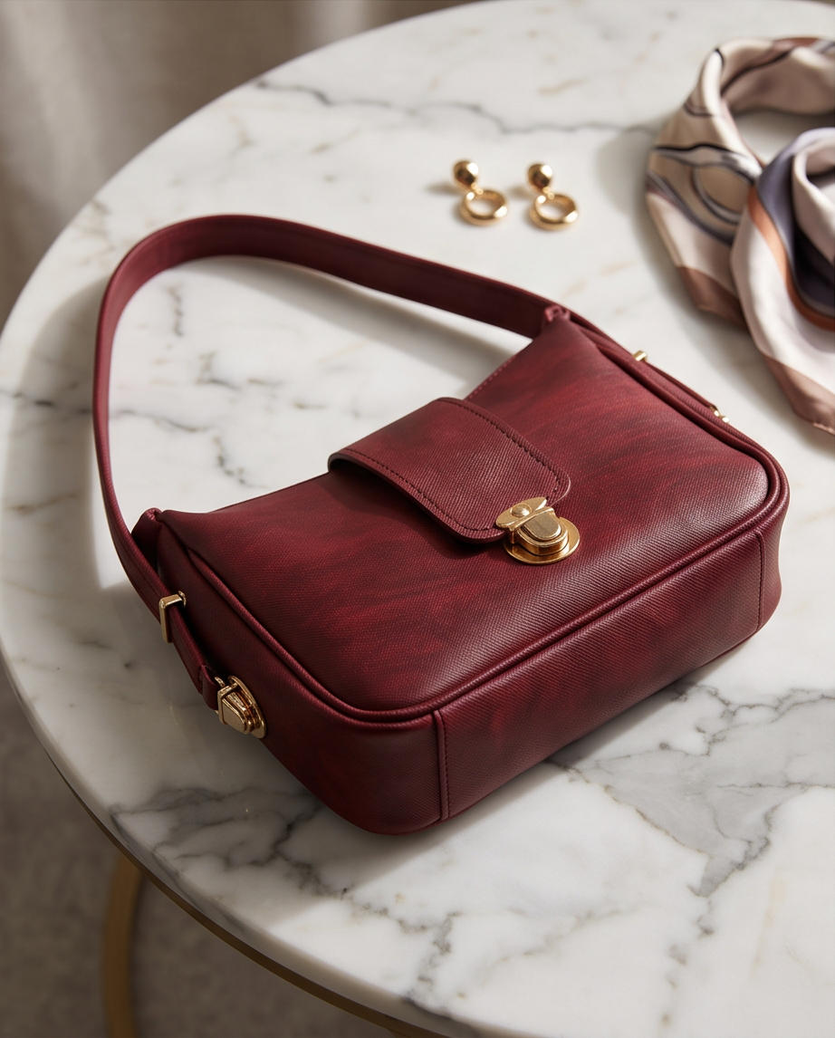 Vintage Luxe Shoulder Bag – Burgundy