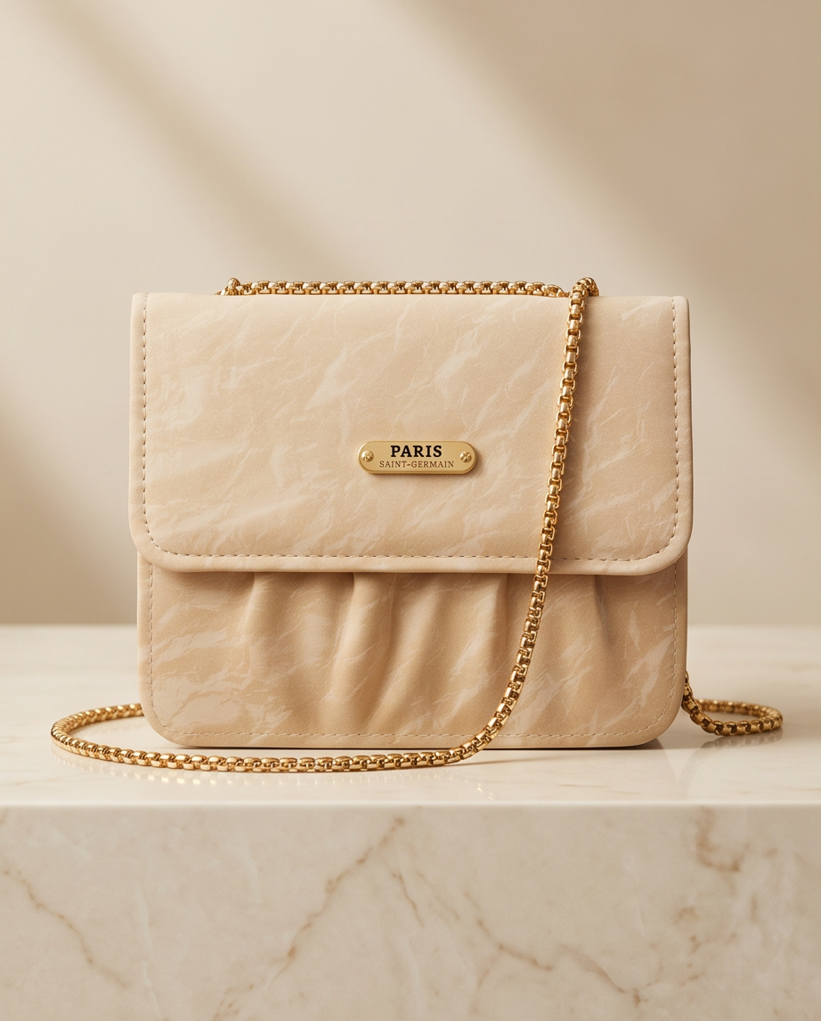 Paris Chain Crossbody Bag – Cream Beige