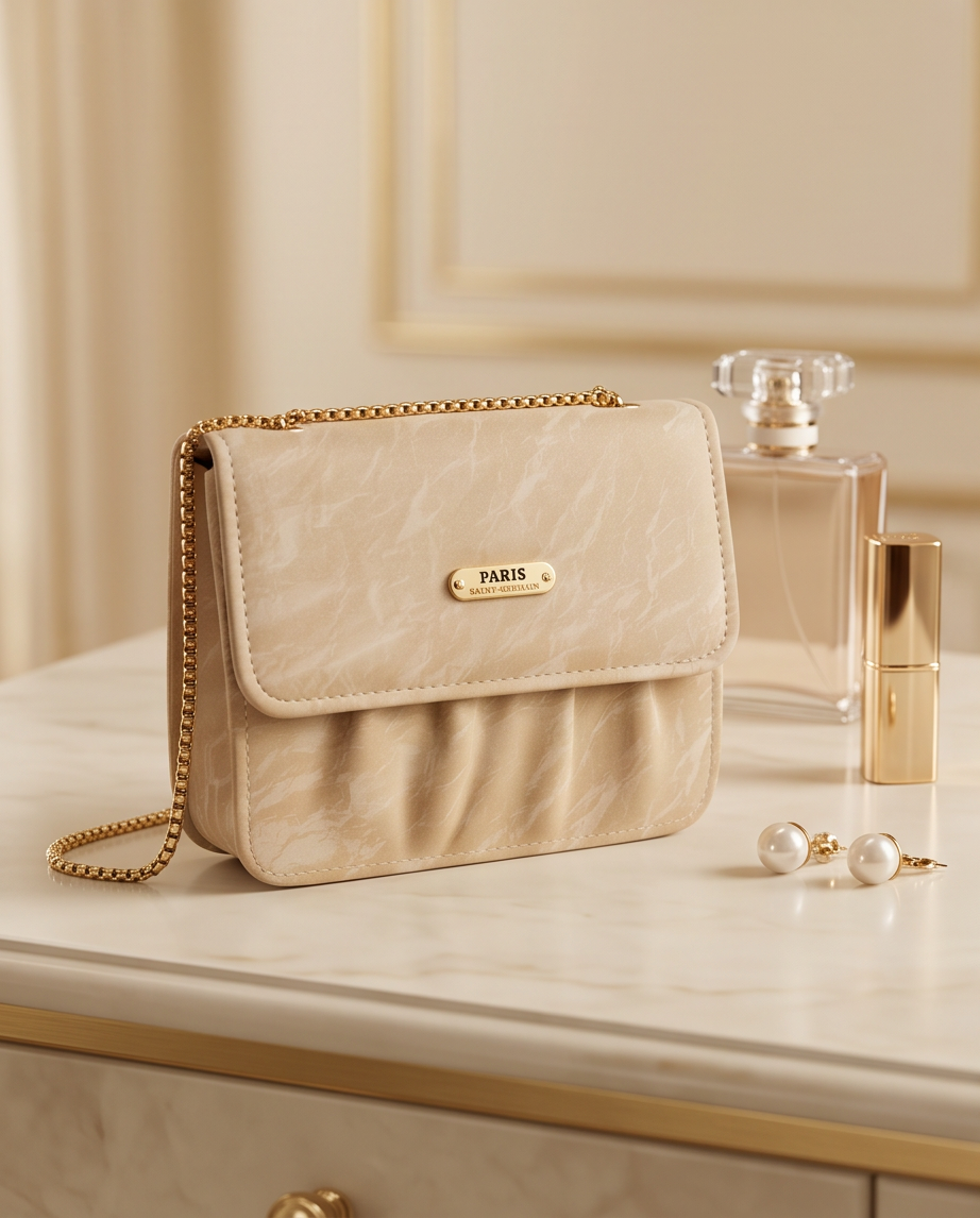 Paris Chain Crossbody Bag – Cream Beige