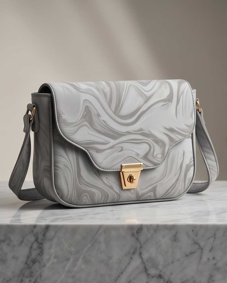 Marble Swirl Crossbody Bag – Grey