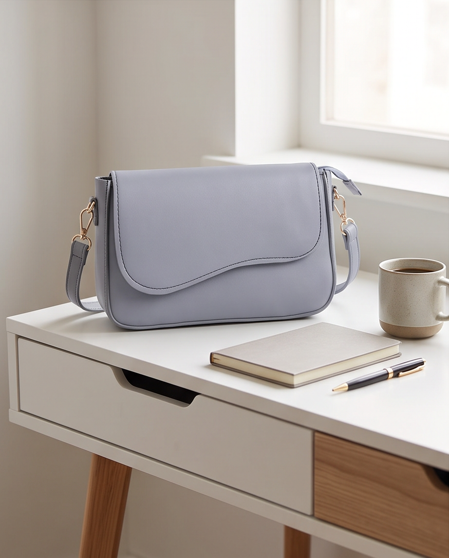 Soft Curve Flap Crossbody Bag-GRAY