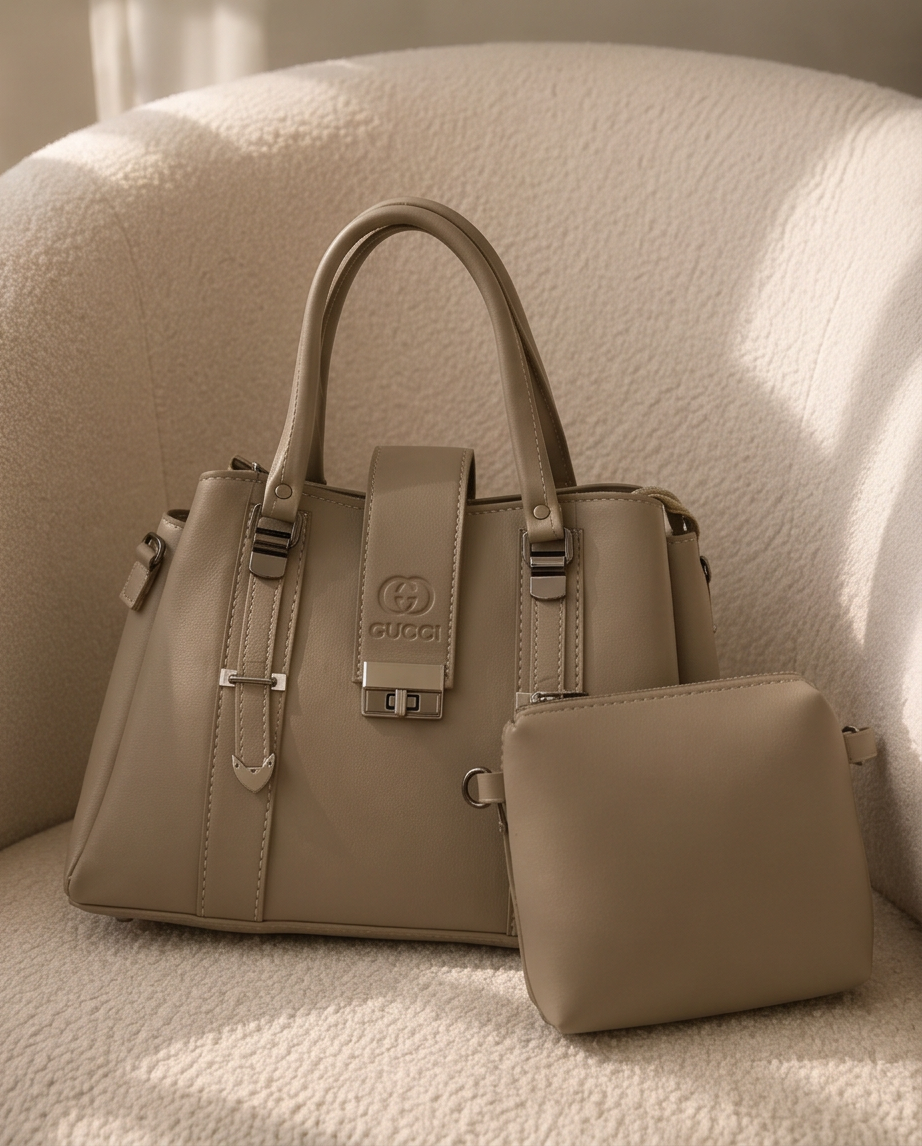 Elegant Structured Tote Bag with Mini Pouch