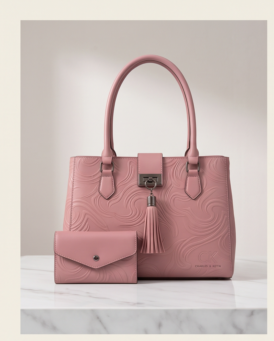 Blush Elegance Tote & Wallet Set