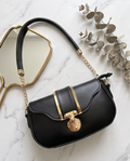 Luxe Lock Mini Shoulder Bag-BLACK