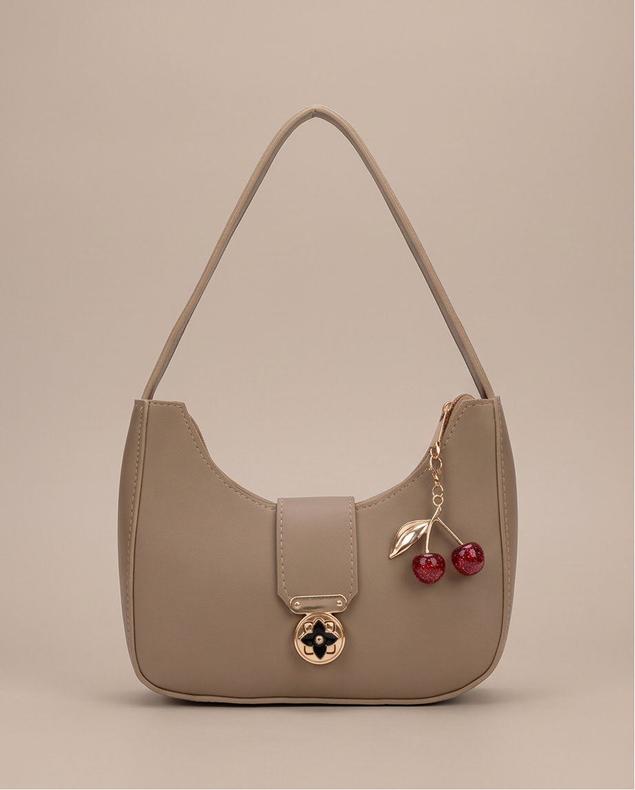 Midnight Cherry Mini Shoulder Bag- BEIGE