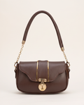 Luxe Lock Mini Shoulder Bag – Mocha Brown