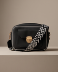 Structured Camera Crossbody Bag – Black with Contrast Strap