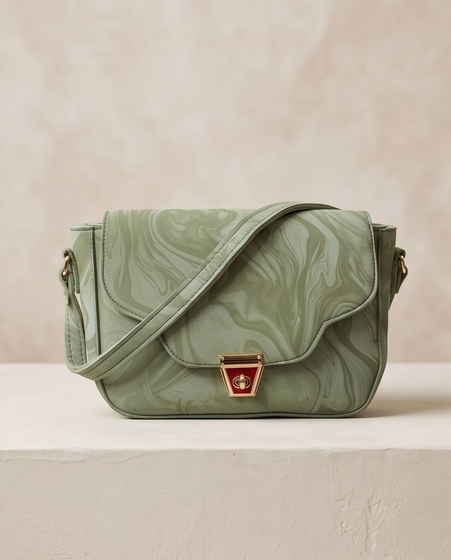 Marble Swirl Crossbody Bag -GREEN