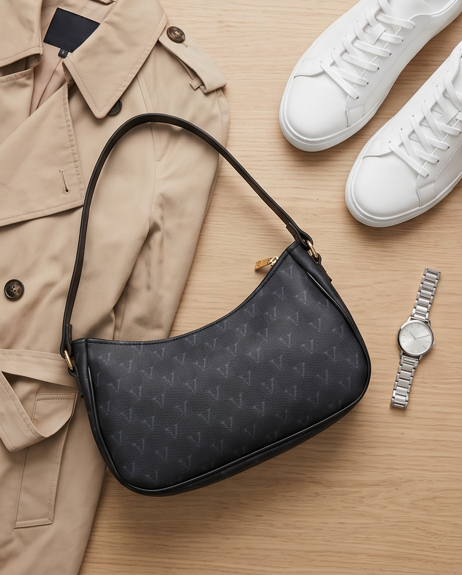 Classic Monogram Shoulder Bag – Black