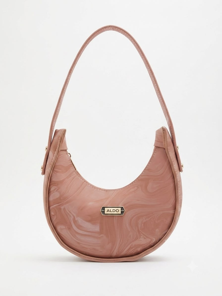 Luxe Crescent Shoulder Bag- PINK